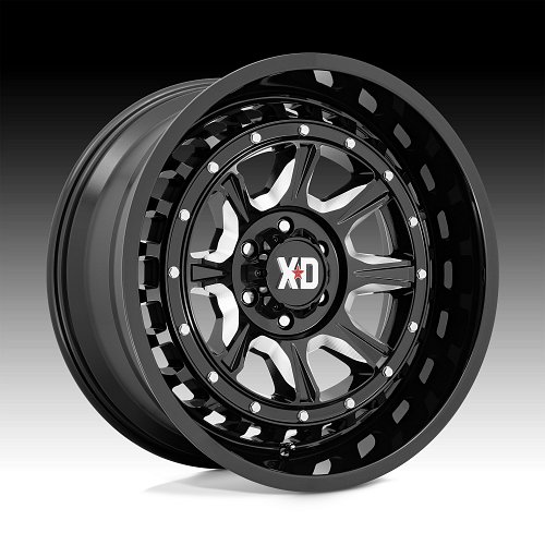 XD Series XD866 Outlander Gloss Black Milled Custom Truck Wheels 1